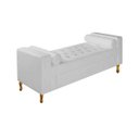 Ver imagem 1 de Recamier Divã Felix Baú 140cm Estofado Luiz Xv Sofá 2 Lugares Suede Branco para Sala de Estar Consu