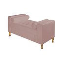 Ver imagem 2 de Recamier Divã Félix Baú 90cm Estofado Luiz xv Sofá Suede Rosê para Sala de Estar Consultó