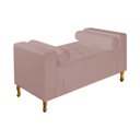 Ver imagem 1 de Recamier Divã Félix Baú 90cm Estofado Luiz xv Sofá Suede Rosê para Sala de Estar Consultó