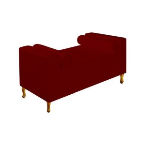 Recamier Divã Félix Baú 90cm Estofado Luiz Xv Sofá Corano Bordô para Sala de Estar Consul