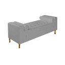 Ver imagem 1 de Recamier Divã Felix Baú 195cm Estofado Luiz Xv Sofá 2 Lugares Suede Cinza para Sala de Estar Consul
