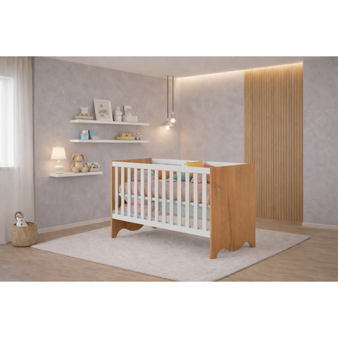 Berço que Vira Cama com Colchão Lunni - Mobibaby