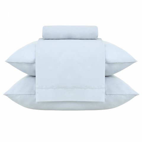 Jogo de Cama King Size Gran Percalle Classic Azul 4 Peças 200 Fios 100% Algodão Buddemeyer