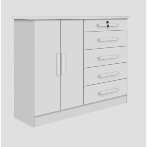 Cômoda New Athos 5 Gavetas com Sapateira Branco