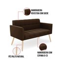 Ver mais imagens de Kit 1 Sofá Namoradeira e 2 Poltronas Elisa Suede Marrom Pés Palito Natural - D'Rossi