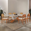 Ver imagem 4 de Mesa de Jantar Yasmin 180cm Tampo Mdf Vidro Canto Copo com 6 Cadeiras Copper Premium