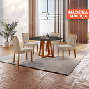 Ver imagem 2 de Conjunto Sala de Jantar Mesa Floripa 110cm Tampo Redondo Vidro/MDF Preto com 4 Cadeiras Dallas com P