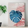 Placa Decorativa Abstrato Folhas Azul e Rose-30X45Cm - 1