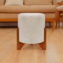 Ver imagem 3 de Puff Redondo Eloah Suede Cores Pe Castanho - Bege, Suede