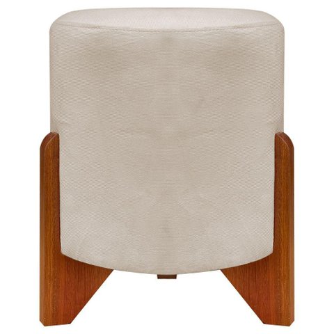 Puff Redondo Eloah Suede Cores Pe Castanho - Bege, Suede