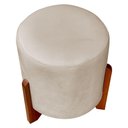 Ver imagem 2 de Puff Redondo Eloah Suede Cores Pe Castanho - Bege, Suede