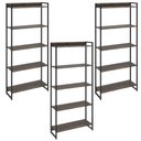 Ver imagem 1 de Kit 3 Estantes Multiuso Industrial 5 Prateleiras Areta 186x80cm C01 Carvalho Dark - Lyam Decor