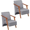 Ver imagem 1 de Kit 2 Poltrona Venus 1 Lugar Braço Madeira Maciça Tecido Suede Unidecor Cinza