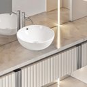 Ver imagem 2 de Cuba Banheiro Redonda Louça de Sobrepor com Valvula , 43x43 Mx215 Cor:branco