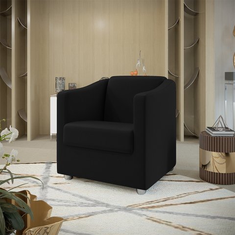 Poltrona Decorativa BIA Suede PRETO SKY MOBILE
