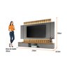 Painel Suspenso 2,20m Ilusion com Led para TV 70" Cor Cinza e Freijó HB Móveis - 6