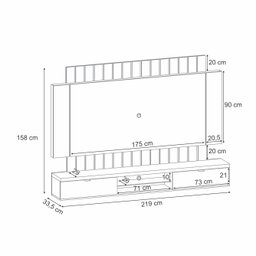 Painel Suspenso 2,20m Ilusion com Led para TV 70" Cor Cinza e Freijó HB Móveis - 3 Painel Suspenso 2,20m Ilusion com Led para TV 70" Cor Cinza e Freijó HB Móveis - 3