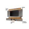 Painel Suspenso 2,20m Ilusion com Led para TV 70" Cor Cinza e Freijó HB Móveis - 2