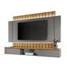 Painel Suspenso 2,20m Ilusion com Led para TV 70" Cor Cinza e Freijó HB Móveis - 5