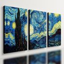 Ver imagem 1 de Kit 3 Quadro Decorativo Noite Estrelada Van Gogh Arte Sala 28x20cm
