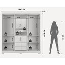 Ver imagem 4 de Guarda-roupa Italo Casal 2 Portas de Correr C/ Espelho - Branco Fosco