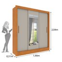 Ver imagem 7 de Guarda Roupa Casal 3 Portas Taiffa 190cm com Espelho Yescasa Marrom/Cinamomo/Off White