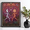 Ver imagem 1 de Quadro Carta Tarot The Lovers - Lua e Sol 33x24cm:moldura Preta
