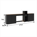Ver imagem 6 de Conjunto de Escritório 4 Peças Smart Office Mesa Livreiro e 2 Aparadores Buffet - Preto e Cedro
