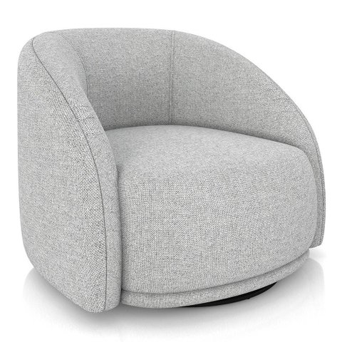 Poltrona Decorativa Orgânica Giratória Lya M22 Linho Cinza Claro - Mpozenato