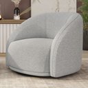 Ver imagem 2 de Poltrona Decorativa Orgânica Giratória Lya M22 Linho Cinza Claro - Mpozenato