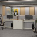 Ver imagem 1 de Conjunto de Escritório 3 Peças Smart Office 2 Mesas e 1 Aparador Buffet - Off White e Cedro