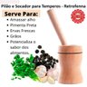 Pilão Amassador Socador Madeira de Alho Tempero e Condimento - 2