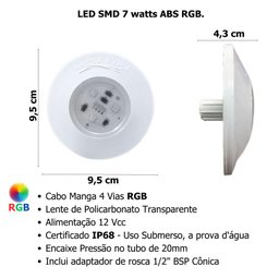 Kit6 Led Smd Rgb 95mm com Módulo e Fonte - 6