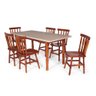Conjunto Mesa de Jantar Retangular 160x80cm Mel com 6 Cadeiras em Madeira Maciça Assento Escavado Mô - 1