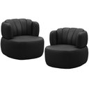Ver imagem 1 de Kit 02 Poltronas Giratória Orgânica para Sala Living Oceane L06 Couro Preto - Lyam Decor