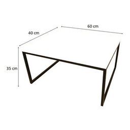 Mesa De Centro Sala Retangular Ferro E Madeira Industrial - Branco - 4