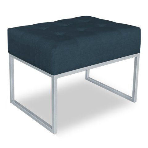 Puff Lisa Suede Base Metálica Industrial Prata - Pallazio Azul Marinho
