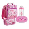 Lancheira Infantil Com Necessaire marmita Squeeze Flor Rosa - 1