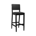 Ver imagem 1 de Banqueta Alta Bistrô Linhas Assento Estofado Encosto Mdf - Preto - Assento Estofado Corano Preto