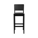 Ver imagem 3 de Banqueta Alta Bistrô Linhas Assento Estofado Encosto Mdf - Preto - Assento Estofado Corano Preto