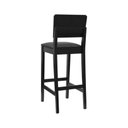 Ver imagem 2 de Banqueta Alta Bistrô Linhas Assento Estofado Encosto Mdf - Preto - Assento Estofado Corano Preto