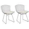 Kit 2 Cadeiras Bertoia Cromada Assento Branco - 1