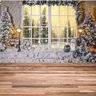 Painel Fundo Festa Fotográfico Tecido 1,5x2,2m Janela com fundo neve tema Natal P165 - 1