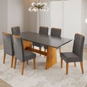 Ver imagem 1 de Mesa de Jantar 6 Lugares Kalina Mel/cinza - Viero Móveis