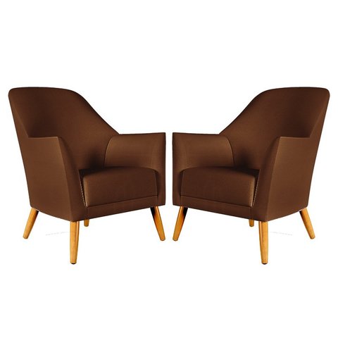 Kit 2 Poltronas Orion Courino Marrom Aradecor