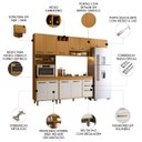 Ver imagem 3 de Cozinha Compacta com Tampo Emily Freijó/ripado/off Acetinado Z44 - Mpozenato