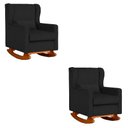 Ver imagem 1 de Kit 2 Poltrona Aurora Balanço Vovo Suede Preto - Fm