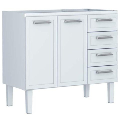Gabinete de Cozinha Juno Branco em Aço com 4 Gavetas para Pias de 1,20 Metros - P89587 - Cozimax Gab