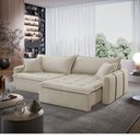 Ver imagem 1 de Sofá Cama Linho em Madeira Eucalipto 200cm Braço 20cm Arizona Meu Sofá Online