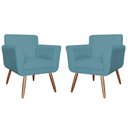Ver imagem 1 de Kit com 2 Poltronas Cadeiras Isabella Estofadas Veludo Azul Turquesa - Incasa Decor